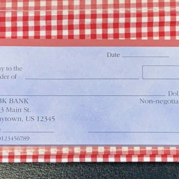 POTTERY BARN KIDS Red Checkered Play Checkbook NEW includes Box & 3 check books - Picture 4 of 7